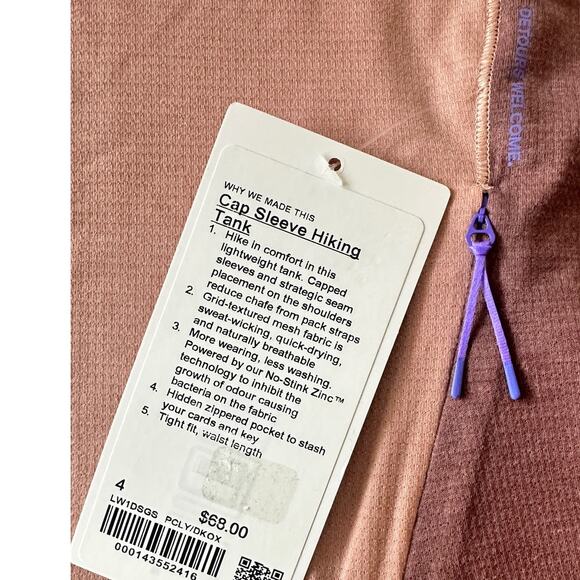 Lululemon Cap Sleeve Hiking Tank Top Pink Clay / Dark Oxide Sz 4 Brand New - Picture 5 of 12